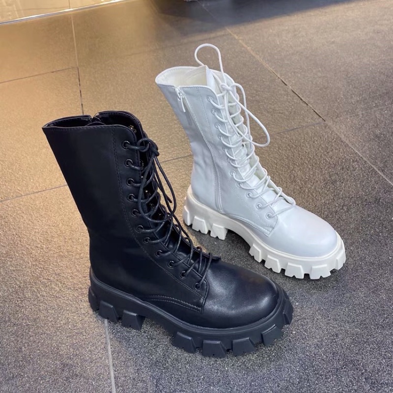 Ảnh thật GIÀY BOOTS  MARTIN OXFORD ULZZANG CAO CỔ 25CM BUỘC DÂY ĐẾ CAO 5.5CM  đế răng cưa