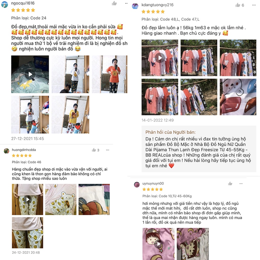 Đồ Bộ Mặc ở Nhà Bộ Đồ Ngủ Nữ Quần Dài Pijama Thun Lạnh Đẹp  Freesize Từ 45-55Kg - BB REAL