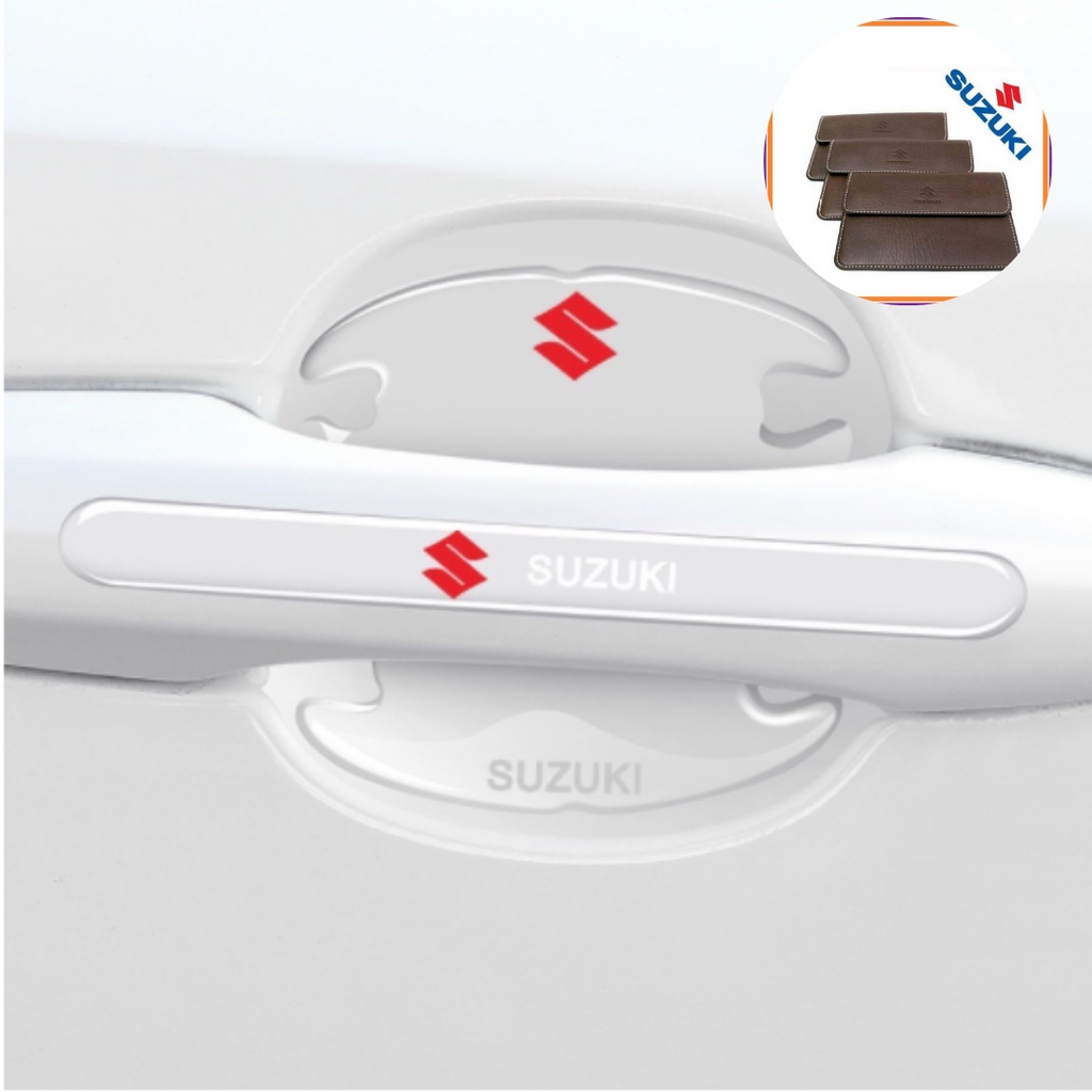 Bộ 10 miếng dán silicon tay, hõm, gương ô tô logo hãng xe Suzuki Swift, Celerio, Ciaz, Vitara,  Ertiga, XL7