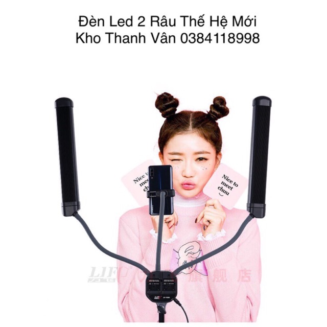 [ BH 1 năm ] Đèn Led LF-Y500 2 Râu Cao Cấp Thế Hệ Mới Hỗ Trợ Ánh Sáng LiveStream,makeup,phun xăm,spa...