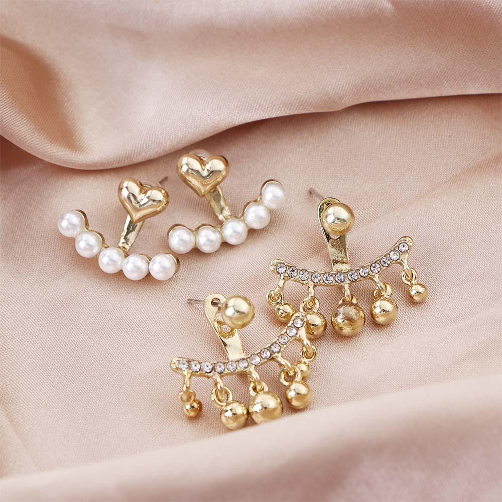 BACK2LIFE Bông Tai Đính Đá Kiểu Hình Học Đơn Giản Lãng Mạn Cho Nữ