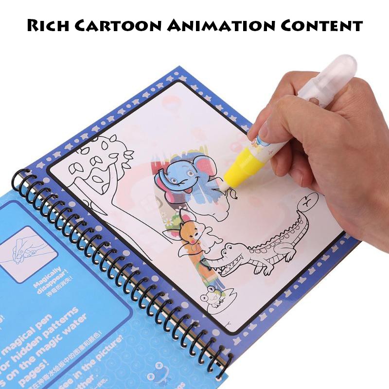 Sách Tập Vẽ Tranh Bằng Nước Hình Hoạt Hình Dễ Thương Dành Cho Trẻ Em HDY Early Learning Arts and Crafts with Reusable Pens Shool Supplies Birthday Gifts