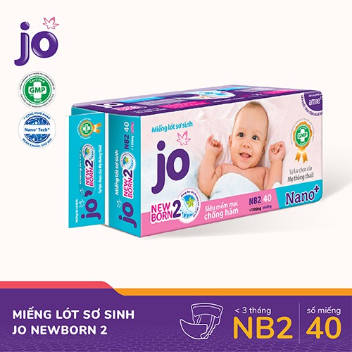 Miếng lót sơ sinh Jo Newborn 2 ( trên 1 tháng) - 40 miếng