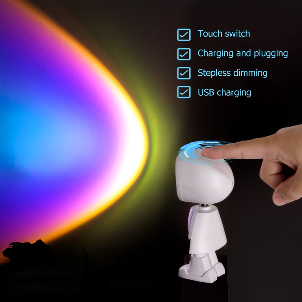 Đèn Ngủ Xoay 360 Độ Hình Robot Hoàng Hôn Cho Bé