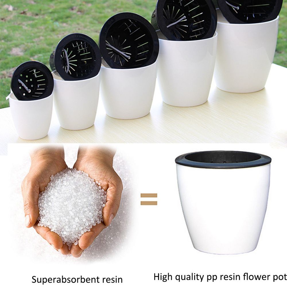 YIYU 1 giỏ trồng cây tự tưới bằng nhựa hình tròn trang trí nhà cửa/văn phòng