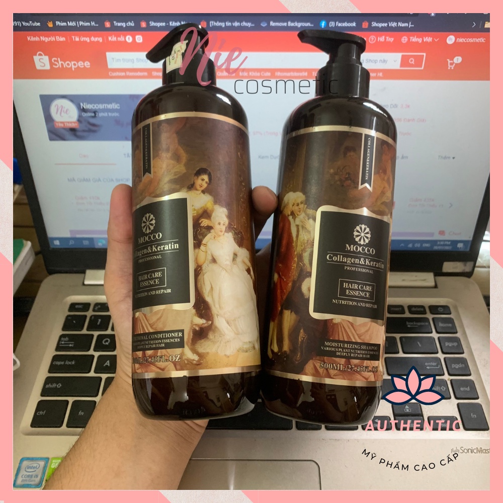 Cặp gội xả Mocco Collagen & Kenratin 500ml