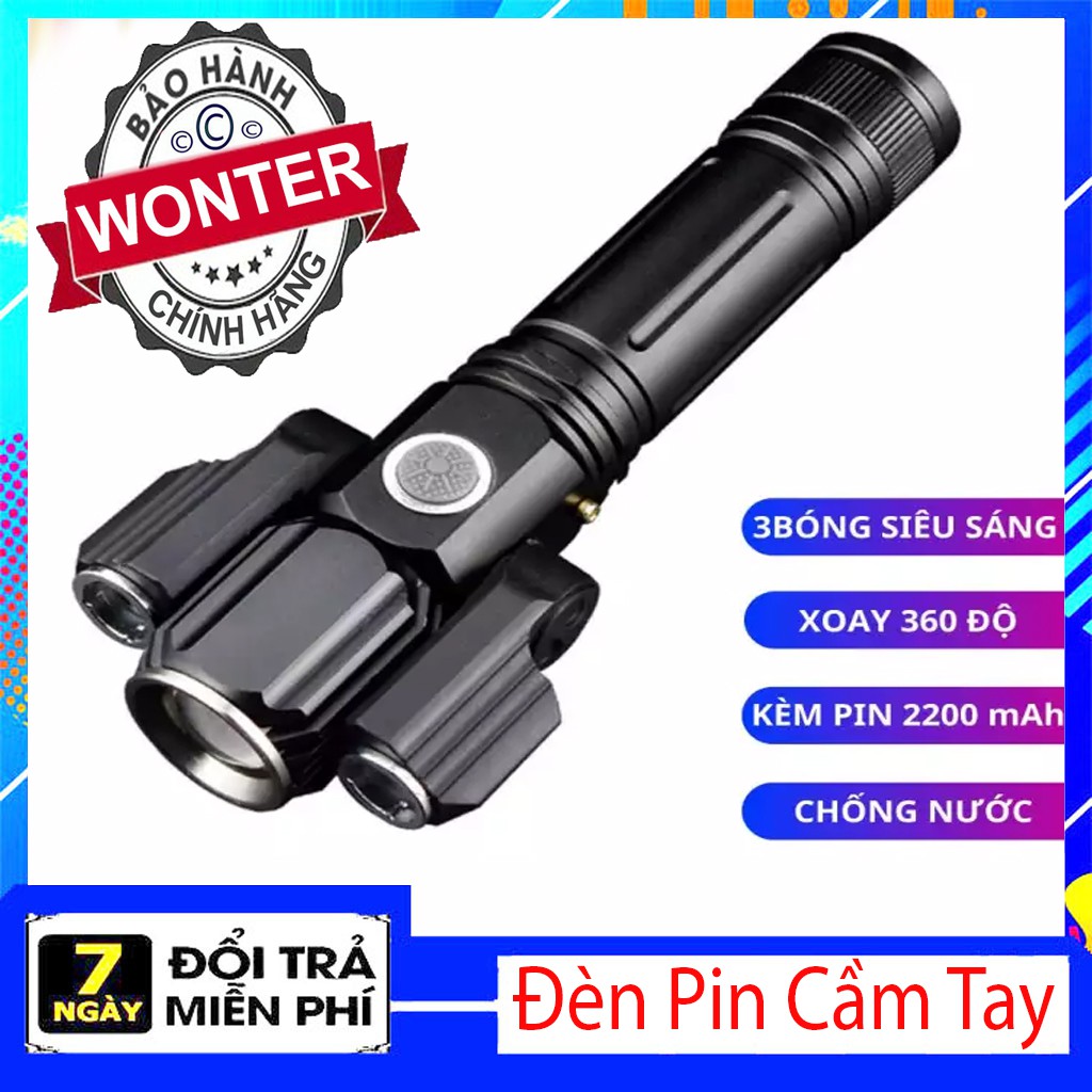 Đèn Pin Cầm Tay 3 Pha Siêu Sáng Xoay 360 Độ Tiện Dụng