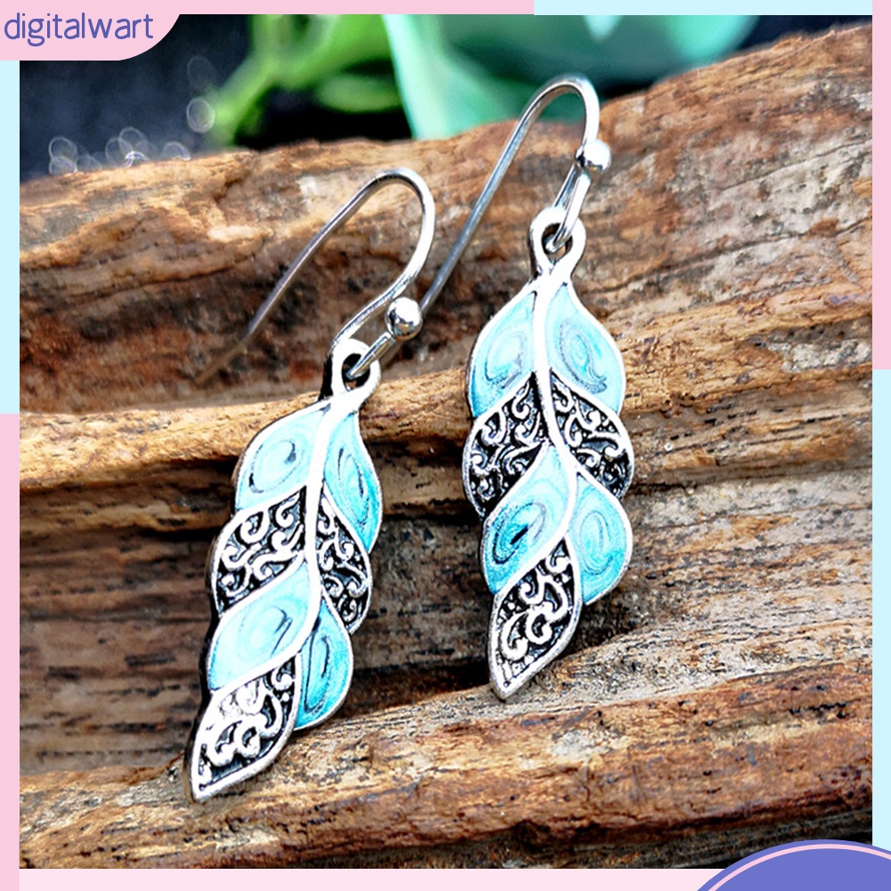 Hoa tai dạng móc thiết kế hình lông công đính đá quý giả sang trọng cho nữ