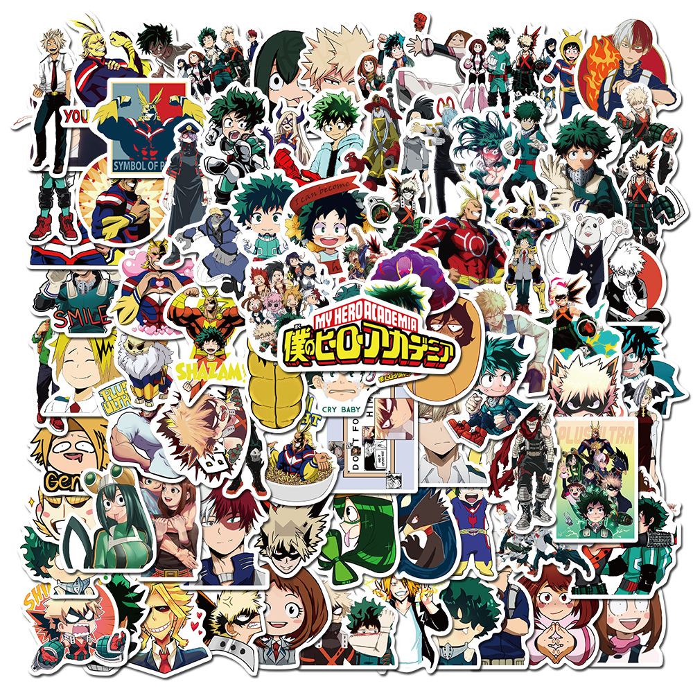 100 Miếng Dán Trang Trí Chống Thấm Nước Hình Nhân Vật Anime My Hero Academia