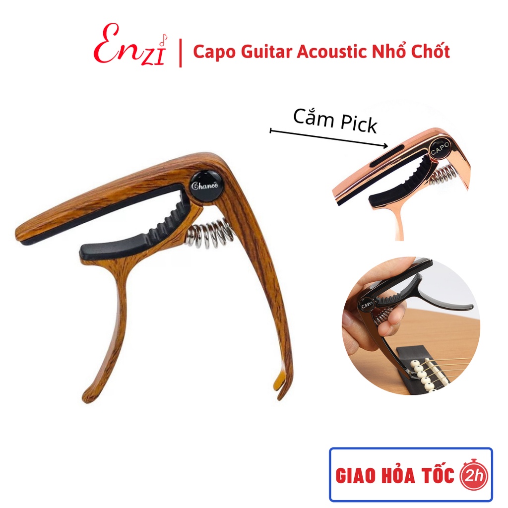 Capo guitar acoustic cao cấp 2 chức năng kèm cậy nhổ chốt đàn chất lượng dành cho đàn ghi ta sử dụng dây sắt ENZI