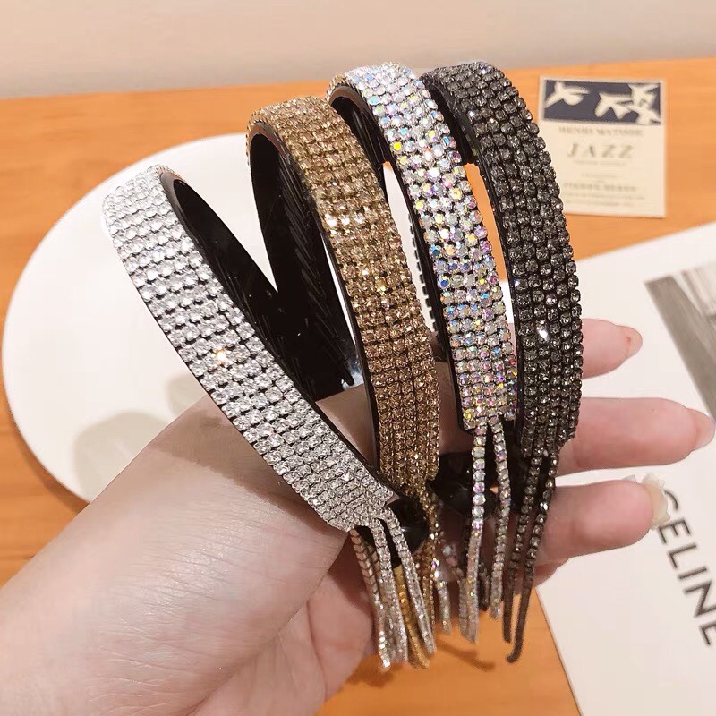 Kẹp búi tóc đính đá lấp lánh cột búi tóc cao tua rua Hàn Quốc thiết kế thời trang cho nữ hottrend 2022 Aikimo KBT