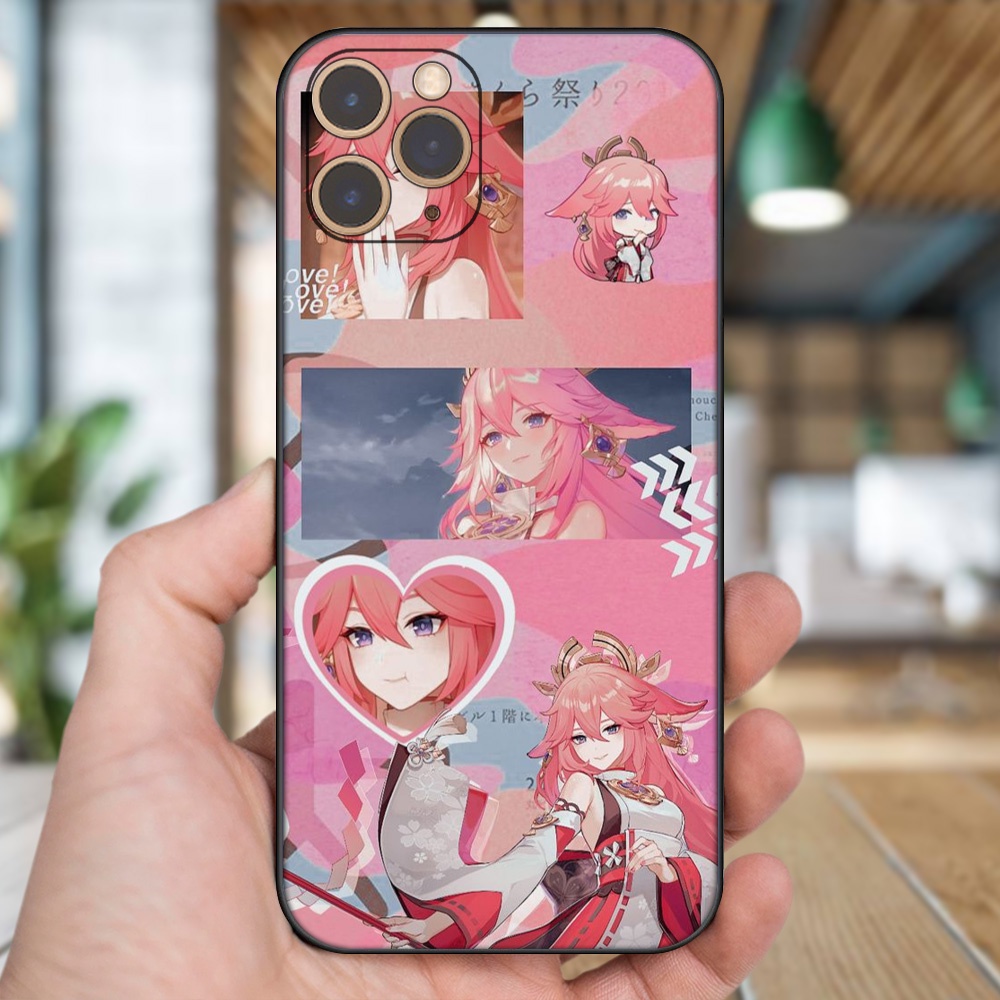 Ốp lưng iPhone 11 Pro dẻo đen cạnh vuông in hình Yae Miko Genshin Impact