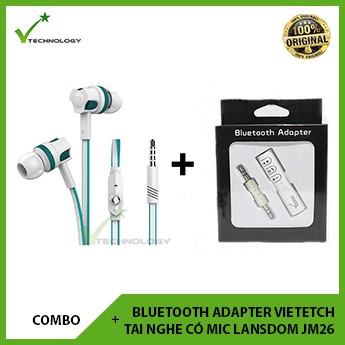 Combo Bluetooth Adapter Viettech + Tai nghe có mic Langsdom JM26