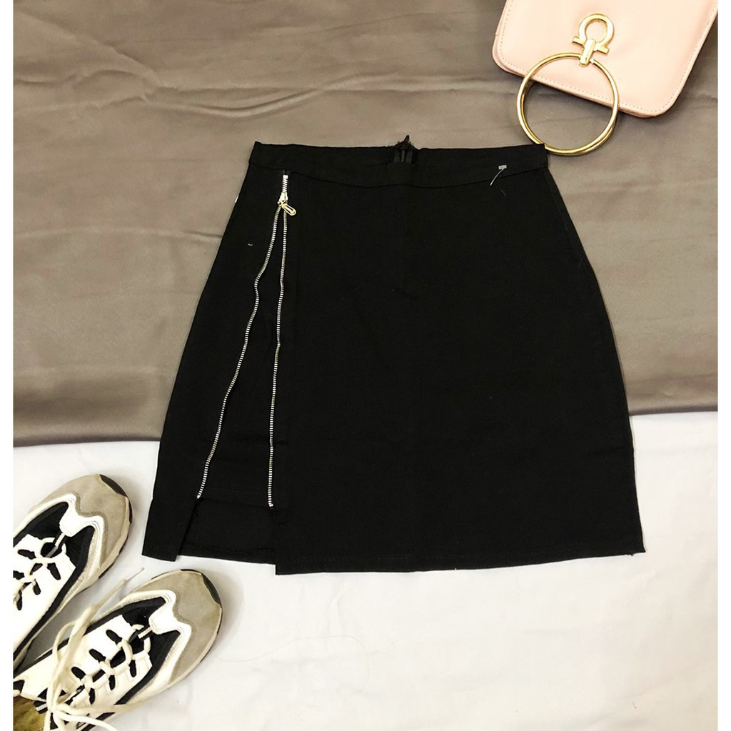 chân váy kaki mềm phối đường dây kéo 1 bên xinh xắn