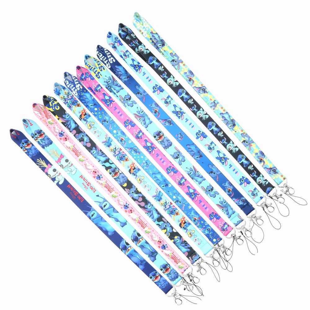 Dây Đeo Cổ Gắn Điện Thoại / Thẻ Id / Đồ Chơi Hình Stitch Hoạt Hình Dễ Thương Cho Bé