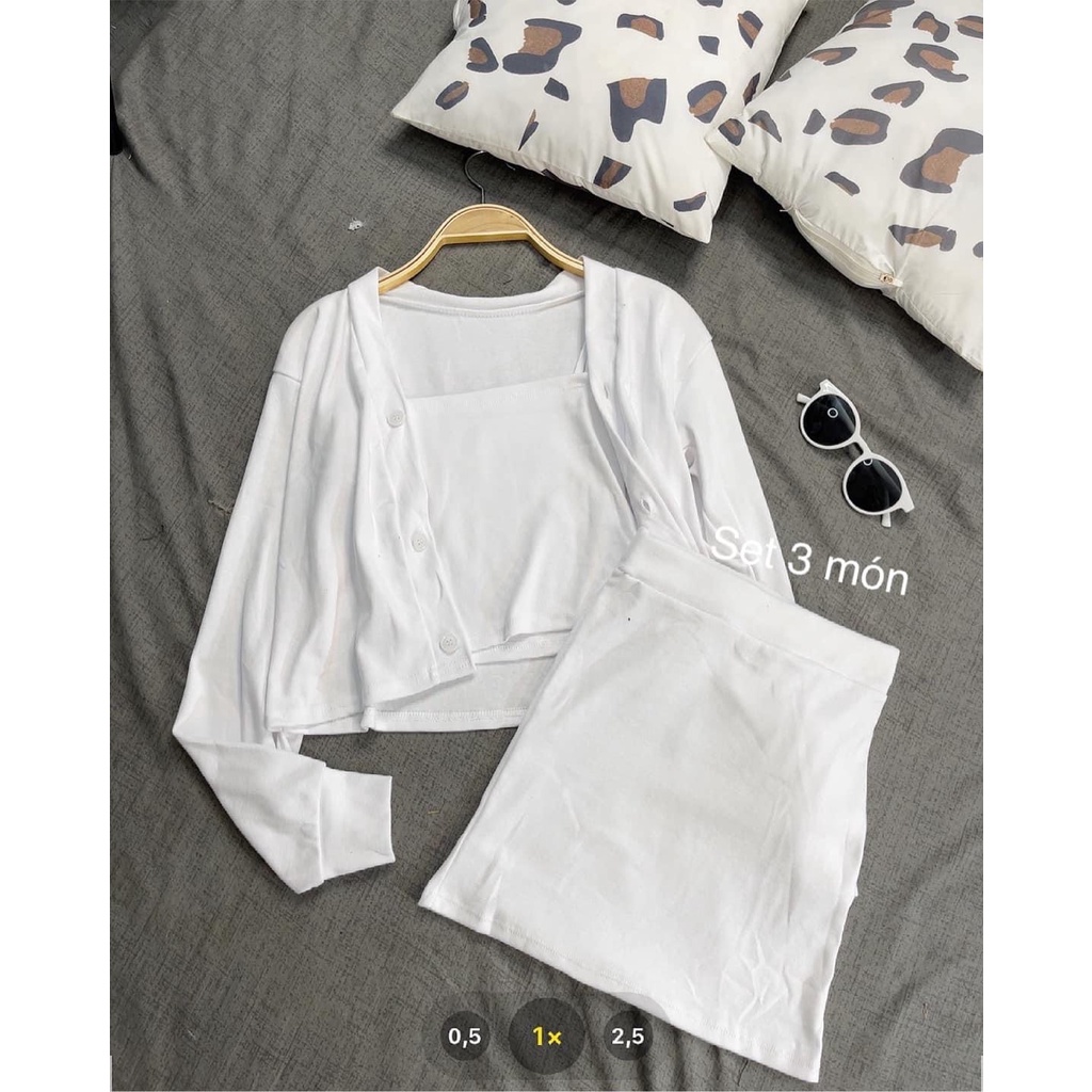 Set 3 Món Áo 2 Dây+ Chân Váy+ Cadigan ❤️❤️[FREESHIP]❤️❤️Cực Hời, Hottrend, Sexy | BigBuy360 - bigbuy360.vn