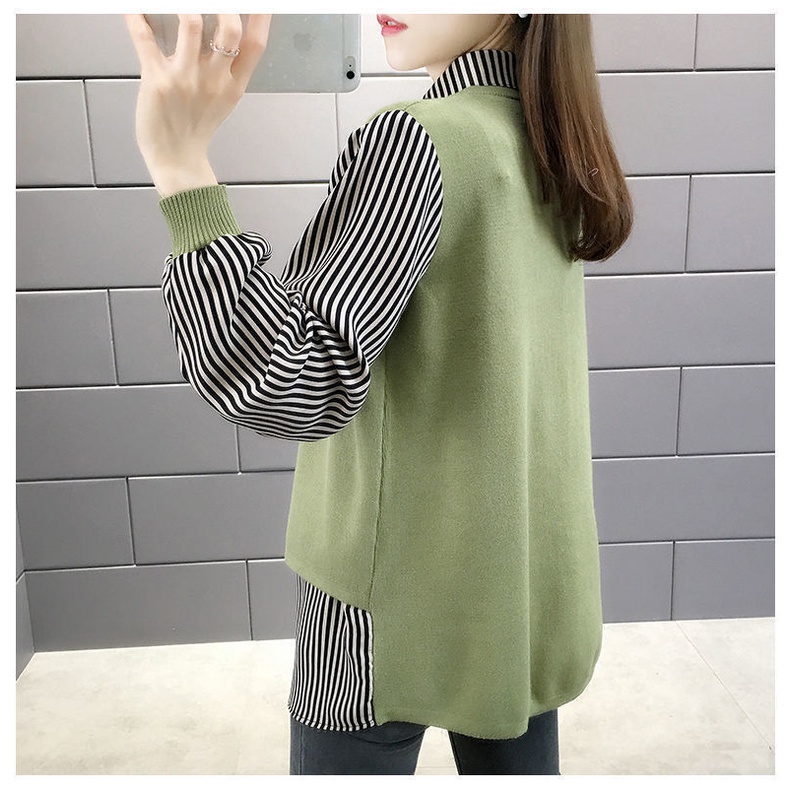 Áo Khoác Sweater Giả Hai Mảnh Dáng Rộng Thời Trang Mùa Đông 2022 Cho Nữ