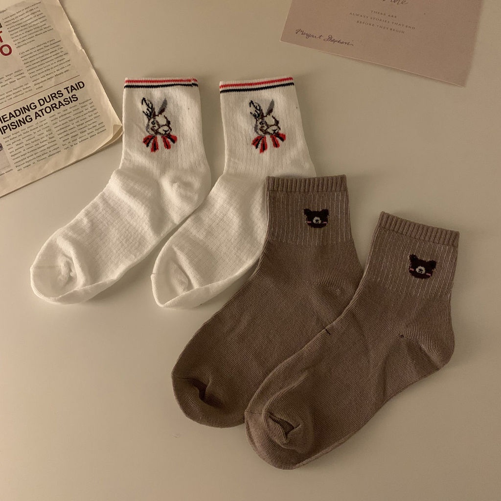 Set 4 Đôi Vớ Cổ Vừa Phong Cách Hàn Quốc Thời Trang Thu Đông Cho Nữ