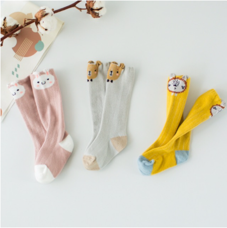 Tất chân vải cotton họa tiết hình hoạt hình cho bé 0 - 1 tuổi