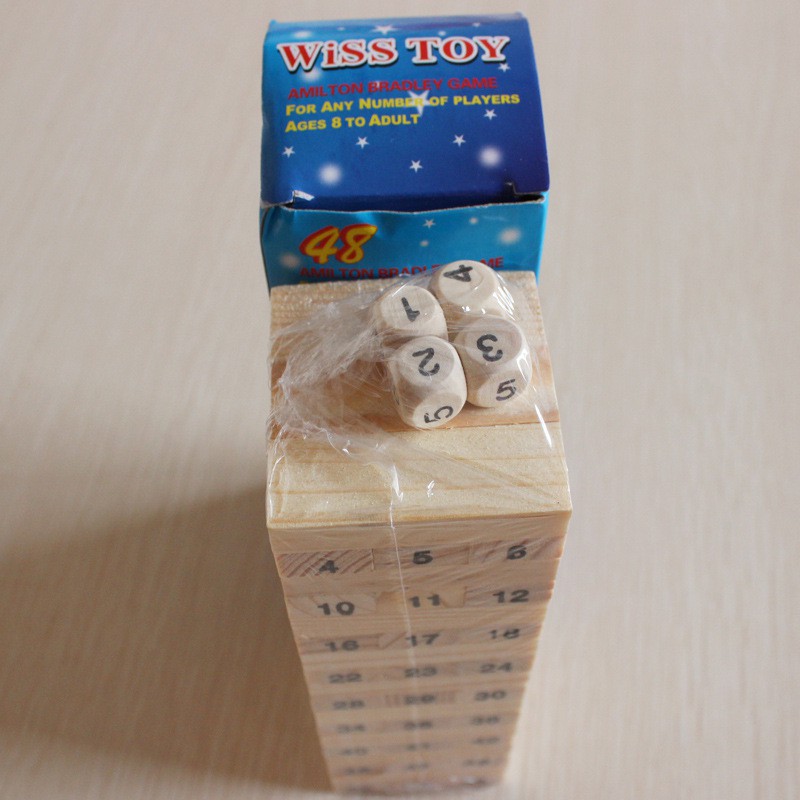 Đồ chơi thông minh cho bé, đồ chơi bằng gỗ tự nhiên, đồ chơi rút gỗ Wiss Toy 54 thanh cho bé trai và bé gái