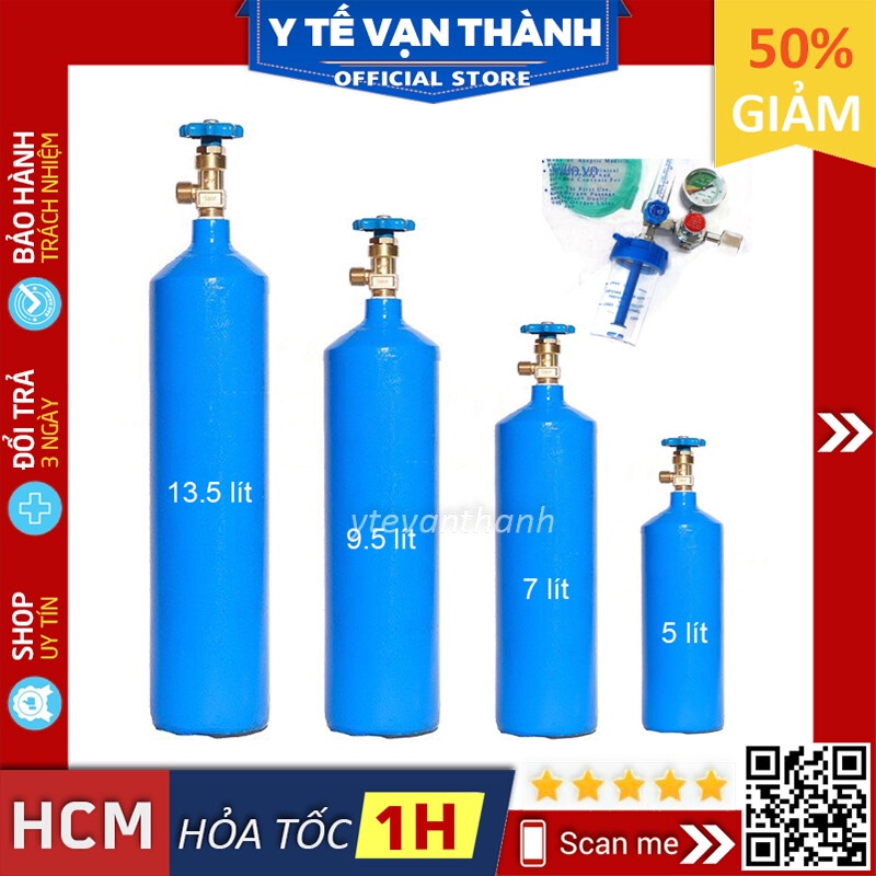 ✅ [BÌNH MỚI] [KÈM ĐỒNG HỒ] Bình Oxy Y Tế- Vừa Và Nhỏ, Dành Cho Người Bệnh Cần Thở Oxi Tại Nhà -VT0525