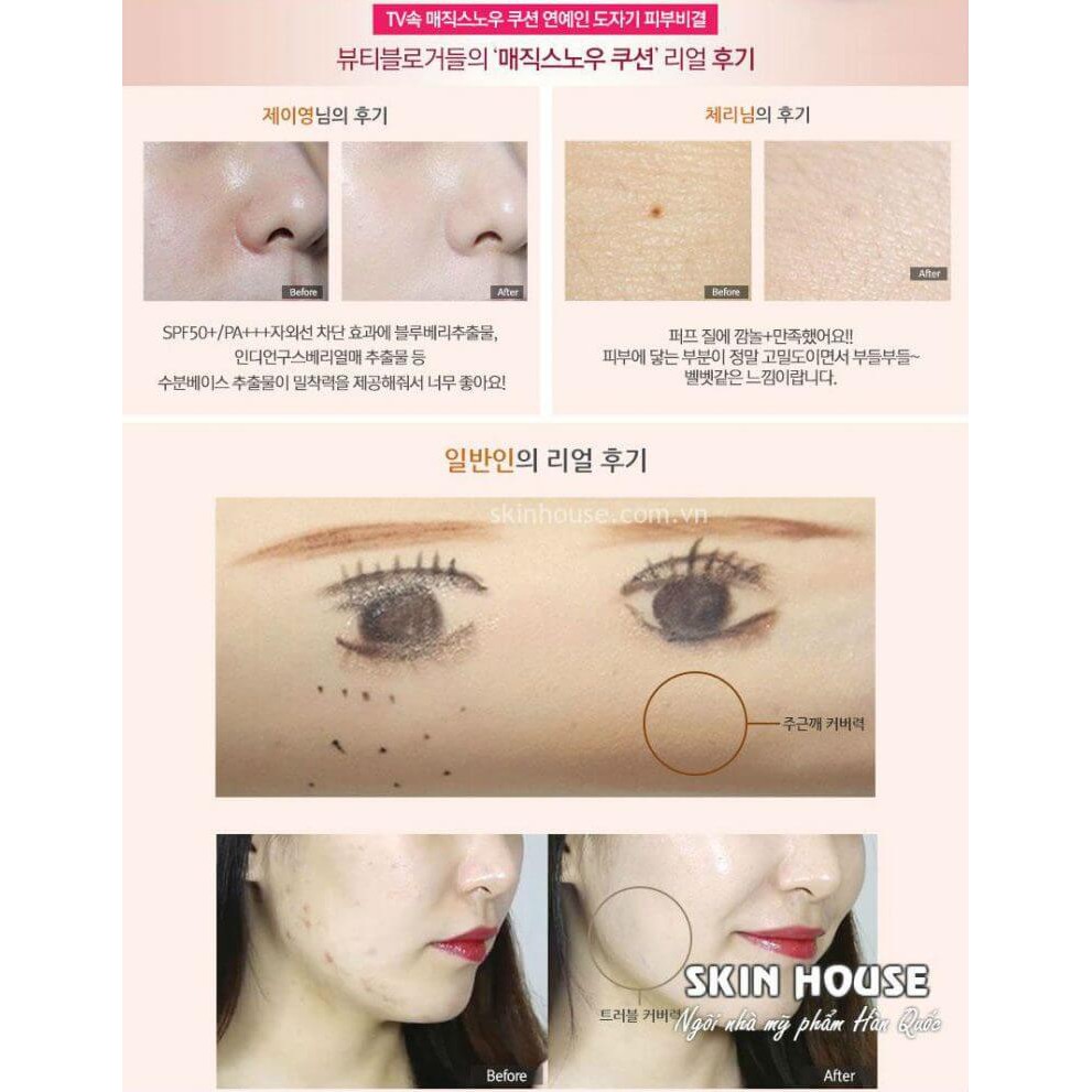 PHẤN NƯỚC APRIL SKIN MAGIC SNOW CUSHION SPF 50++ PA+++ - Skinhouse 0986136861