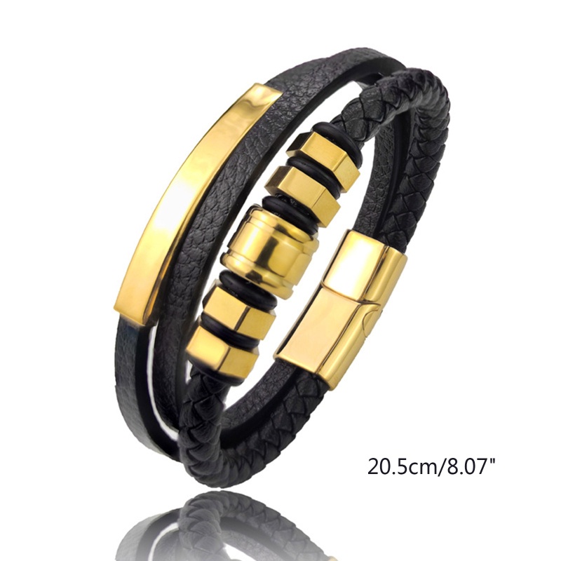 Vòng Tay Da Bện Khóa Nam Châm Bằng Thép Không Gỉ Thời Trang Cho Nam Nữ