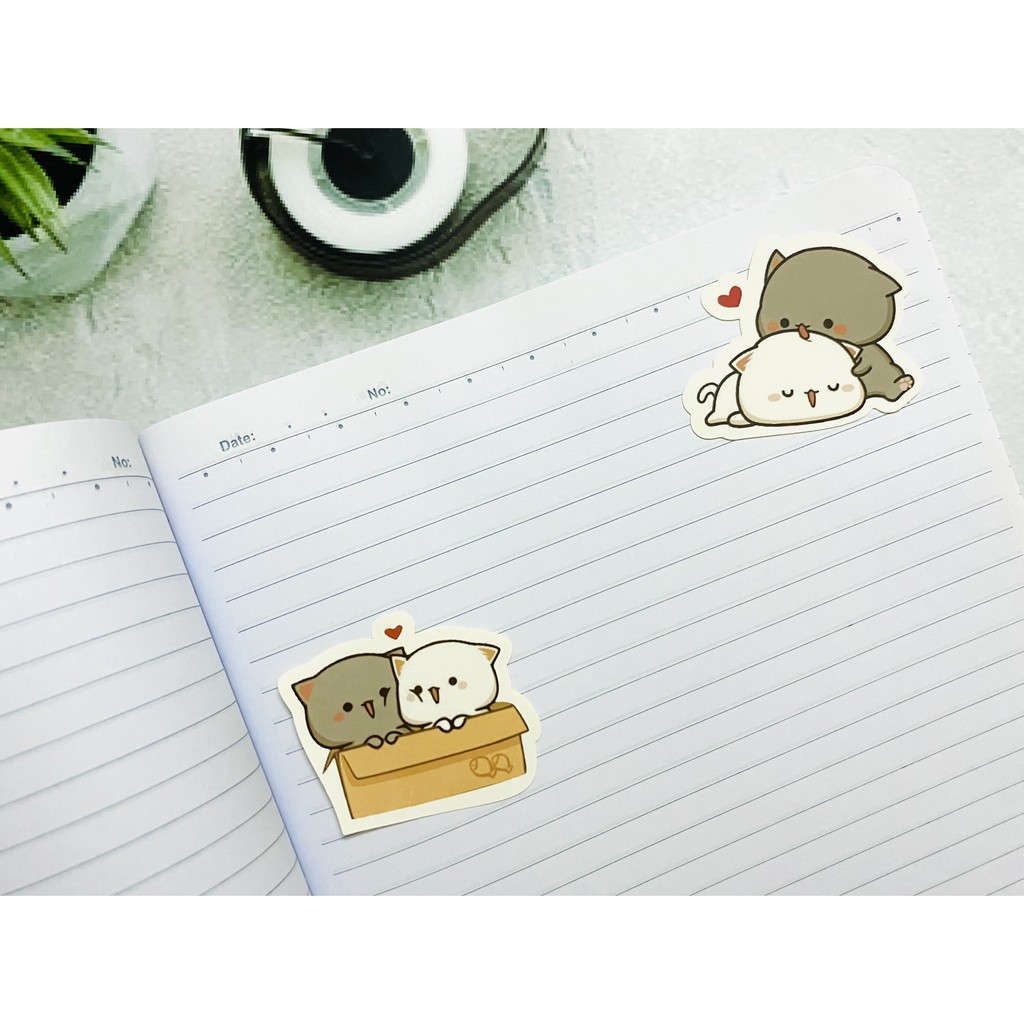 Sticker mèo dễ thương dán trang trí laptop, máy tính bỏ túi, vali, điện thoại, đàn ghita, hộp b