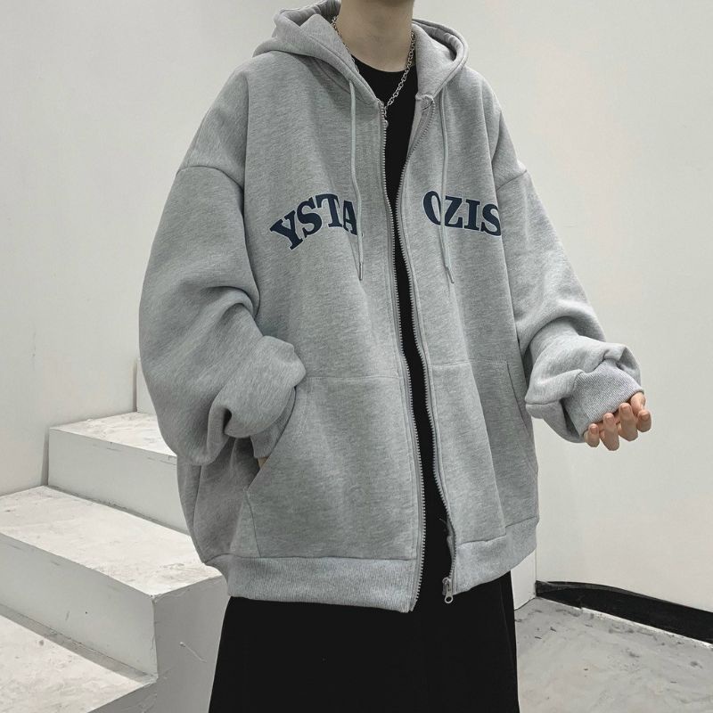 Áo khoác teen uinsex có nón chất nỉ ngoại cao cấp form rộng in chữ, mẫu áo hoodie có dây kéo chống lạnh thời trang teen