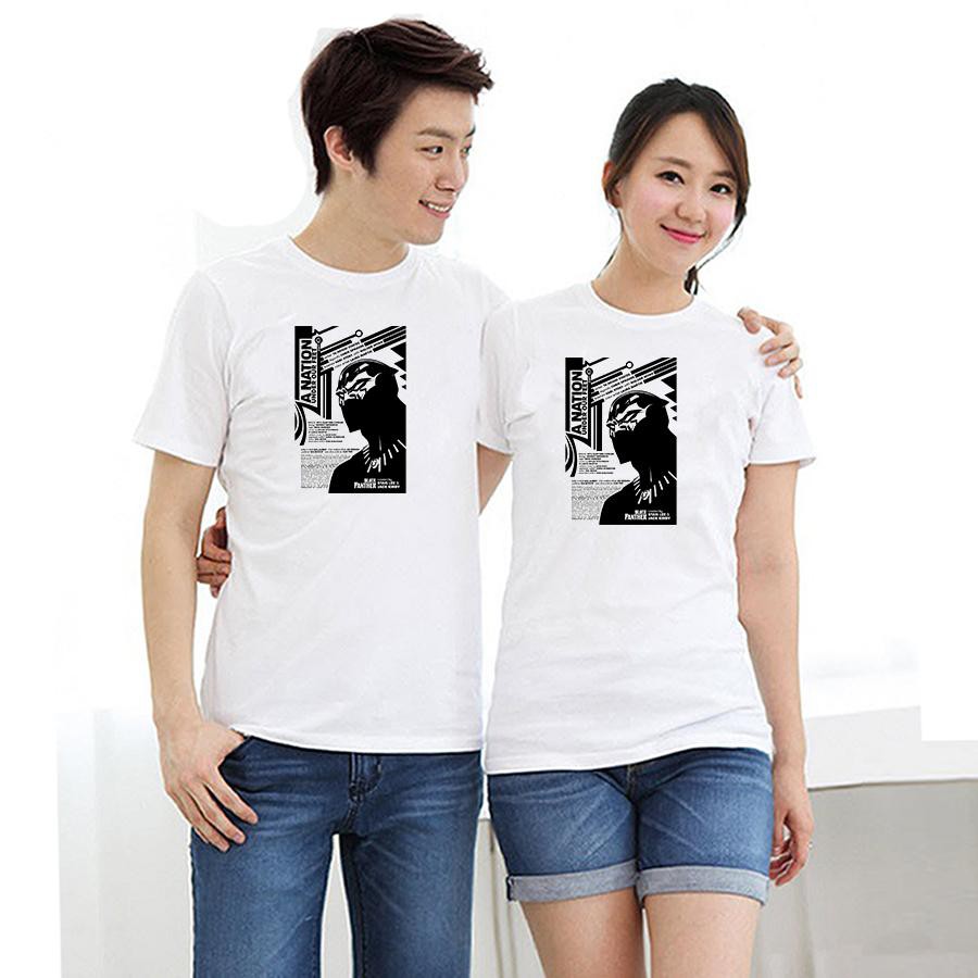 Áo thun cặp đôi in hình Black Panther form rộng phong cách hàn quốc