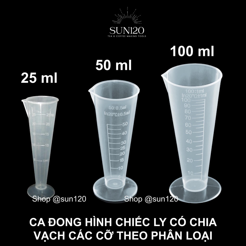 Ca đong ly đong chia vạch nhựa định lượng pha chế làm bánh dày dặn trong 25ml 50ml 100ml