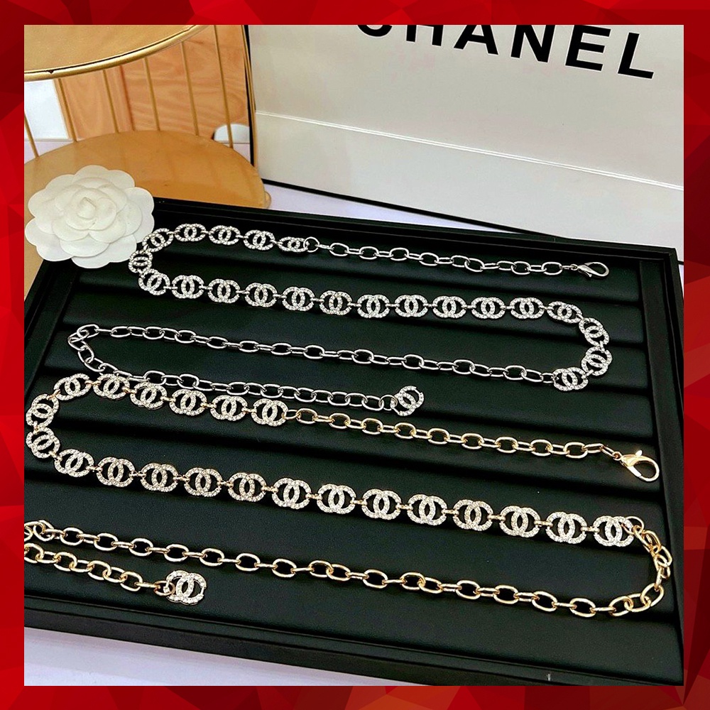 Đai váy dạng xích thương hiệu CC đính đá lấp lánh hàng xịn tuỳ chỉnh kích cỡ theo vòng eo TB595