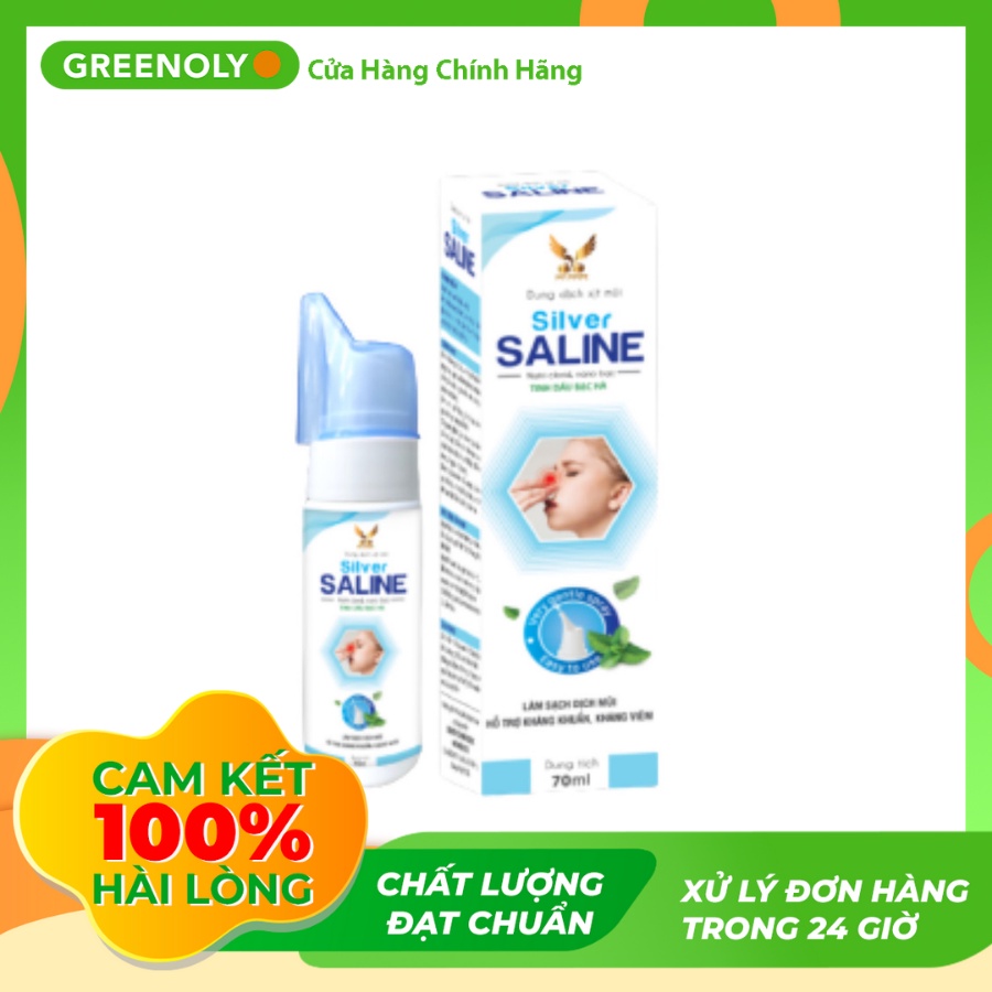 Dung Dịch Xịt Mũi Silver Saline 70ml bảo vệ mũi khỏi vi khuẩn, tạo cảm giác thông thoáng, dễ thở - Greenoly