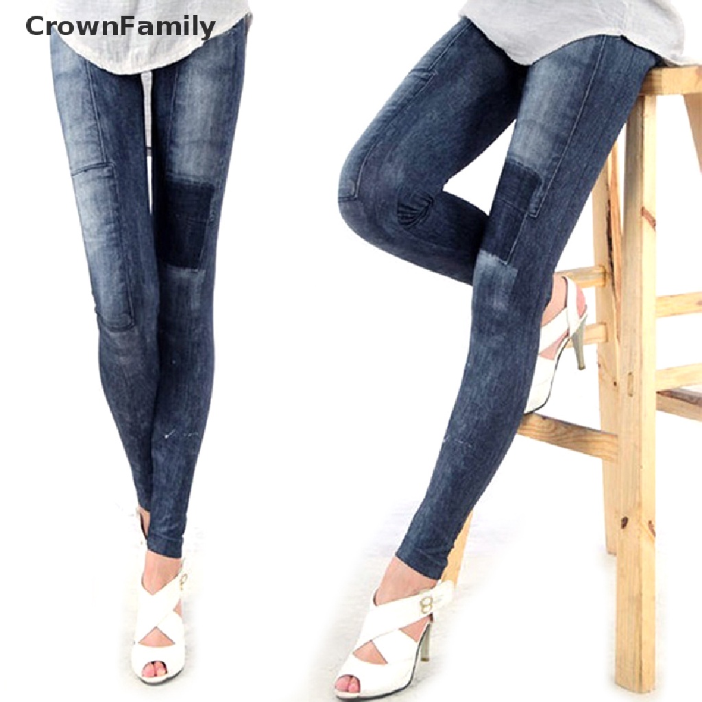 (CrownFamily) Quần Legging denim Co Giãn Thời Trang