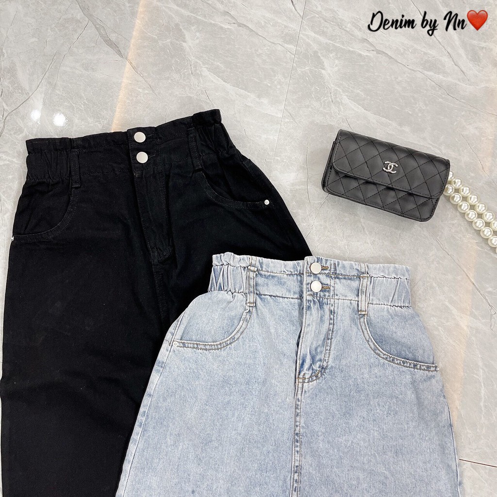 Chân váy jean cạp chun, chân váy bò chữ a 2 màu đen, xanh | BigBuy360 - bigbuy360.vn
