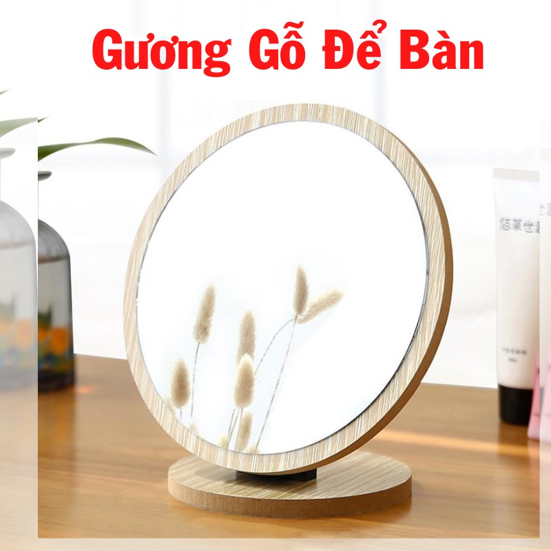 Gương Trang Điểm Vintage Để Bàn, Gương Để Bàn Gỗ - Mila Store