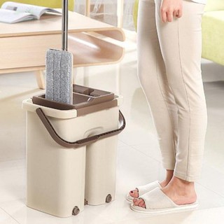 Cây lau nhà tự vắt thông minh gạt nước có thùng, chổi lau nhà xoay 360 độ đa năng (Loại Thùng Lớn)