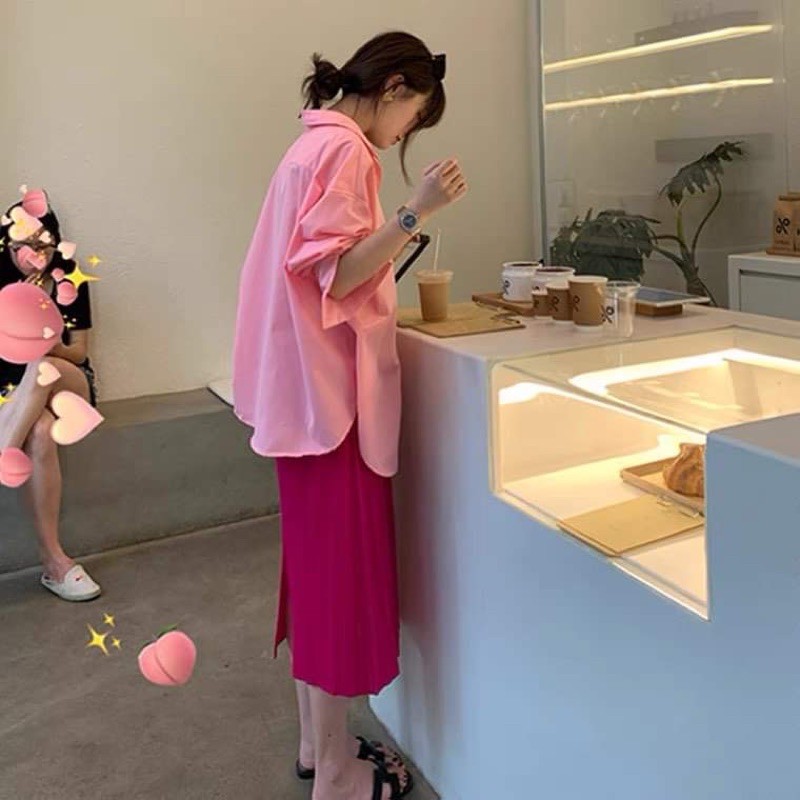 Hàng order chân váy màu hồng