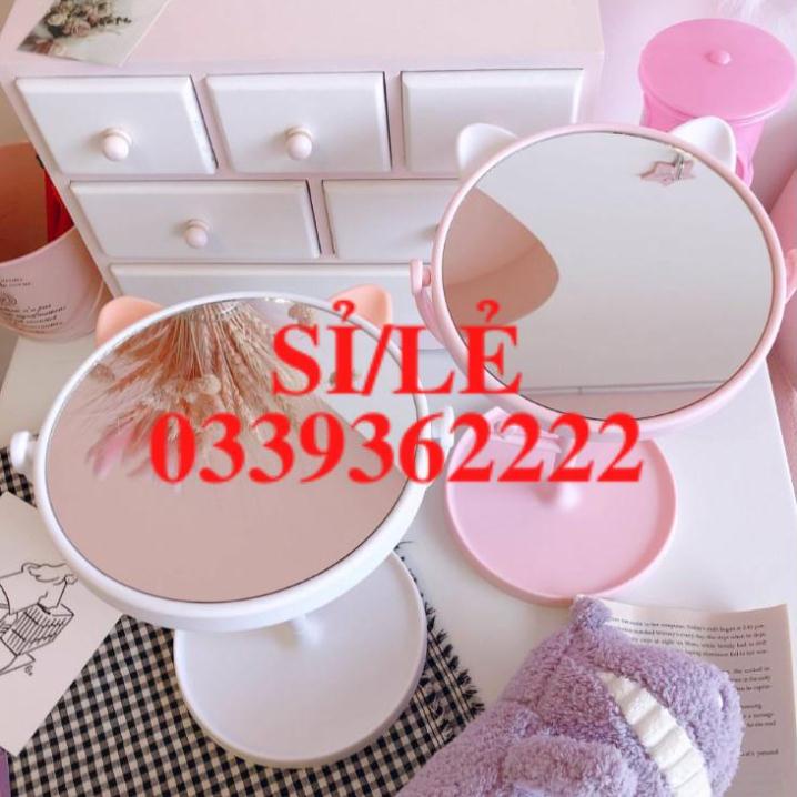 [ HAIANHSHOP ] Gương Trang Điểm Để Bàn Tai Mèo Dễ Thương - Gương Neko Để Bàn Xoay 360 phong cách Hàn Quốc Duashop &gt;