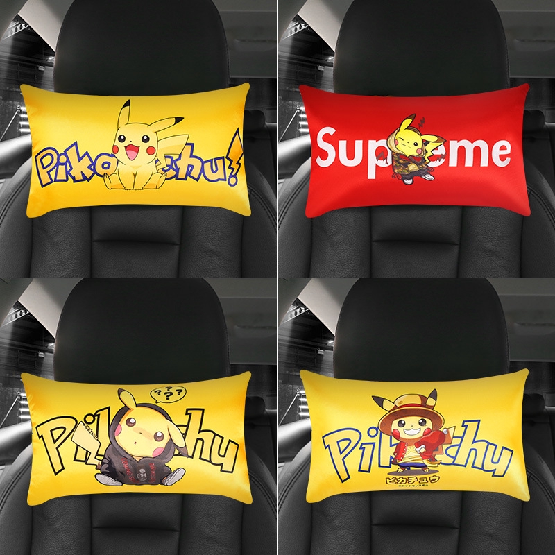 Pikachu Cartoon Car Headrest Set Car Pillow, Waist Pillow, Neck Pillow 2BBi