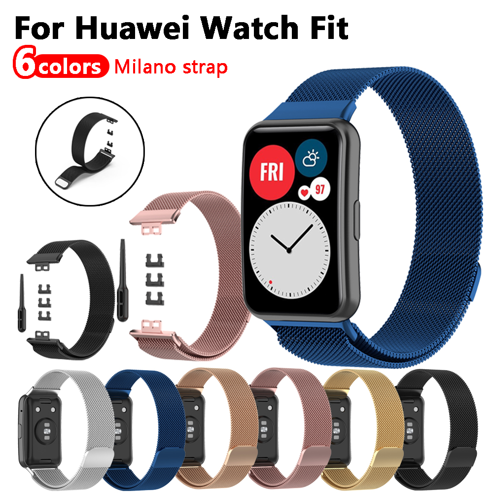 Dây đeo thay thế từ tính bằng thép không gỉ cho đồng hồ thông minh huawei fit