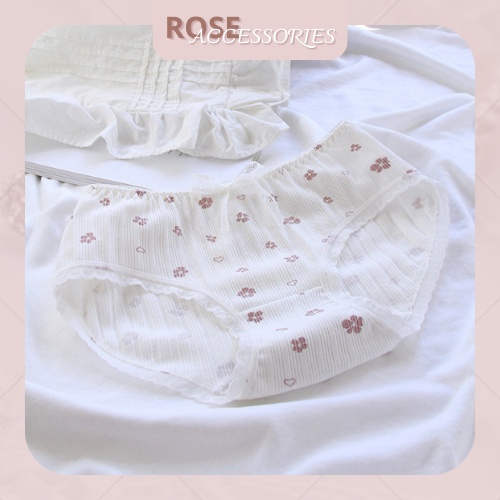 Quần lót nữ cotton tăm nơ viền ren mềm mại săc Tím nhẹ nhàng thời trang Rose Accessories QL11