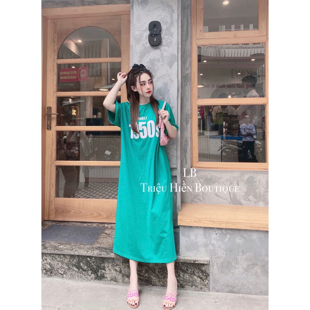 VÁY XANH DÁNG SUÔNG IN 1950S CHO NỮ