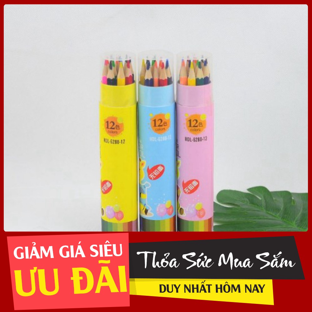 (Hàng Đẹp)  Combo 12 bút chì màu cho bé (ko chuốt) - 6900 (Rẻ Là Mua)