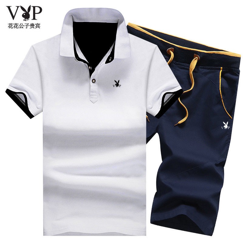 PLAYBOY Set Đồ Bộ Cotton Ngắn Tay Phong Cách Hàn Quốc Dành Cho Nam