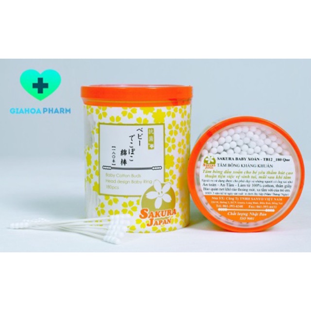 Tăm bông kháng khuẩn trẻ em Sakura 2 đầu xoắn