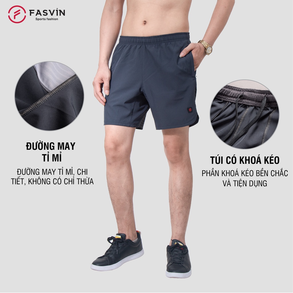 Quần đùi nam ngắn Fasvin vải dù gió nhẹ mát dùng thể thao chạy bộ hay mặc nhà R21469.SG