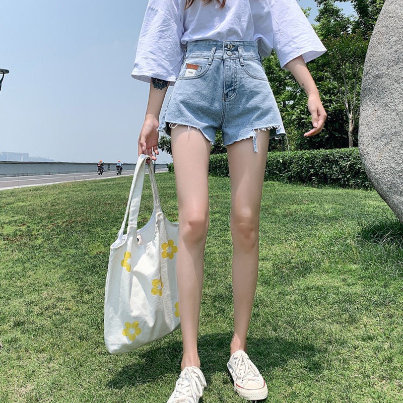 Quần Short Jeans Lưng Cao Ống Rộng Thời Trang Xuân Hè 2021 Cho Nữ