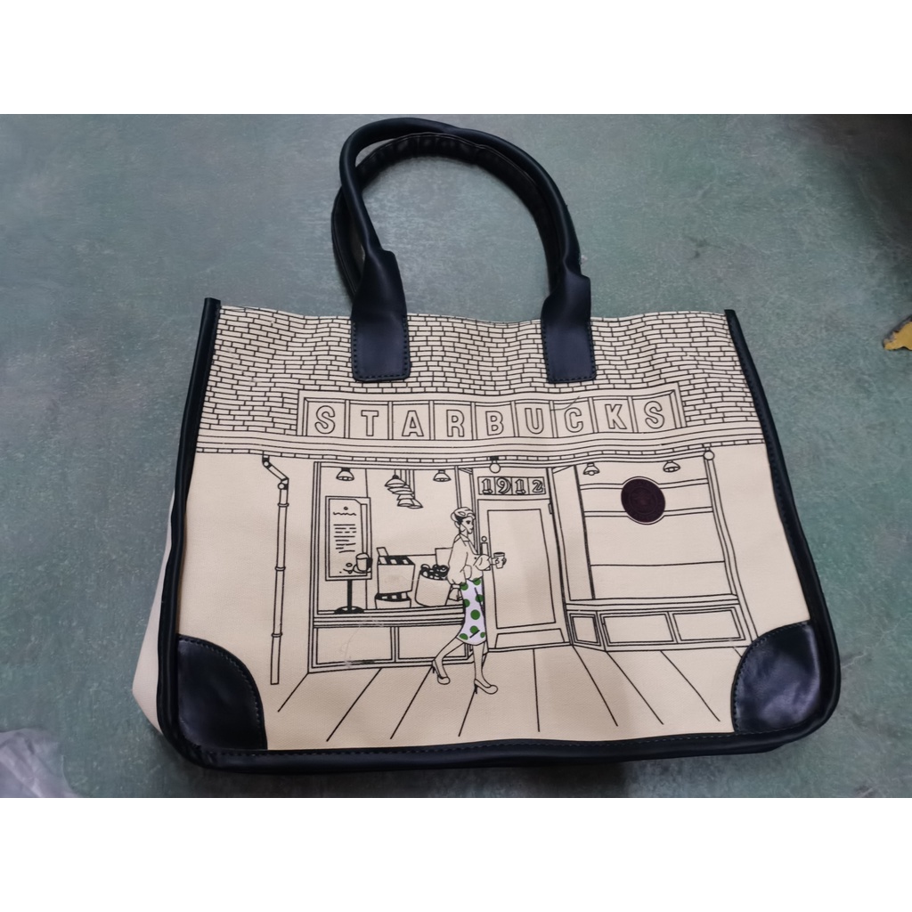 STARBUCKS Túi Tote Canvas Dung Tích Lớn In Hình Starbuck Kỉ Niệm 50 Năm