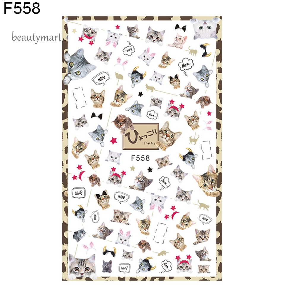 [Hàng mới về] Nhãn dán móng tay họa tiết chữ tiếng Anh/động vật/trái cây/lá 3D siêu mỏng